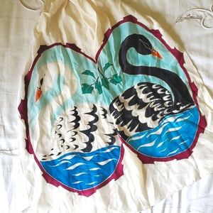 Vintage Dueling Swan Silk Scarf